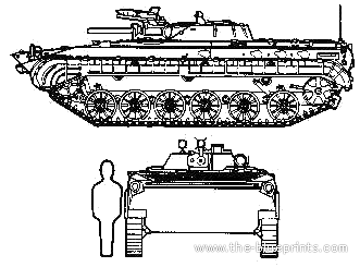 Танк BMP-1 - чертежи, габариты, рисунки