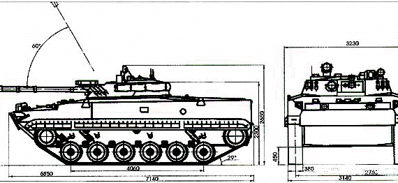 Танк BMP-2 - чертежи, габариты, рисунки