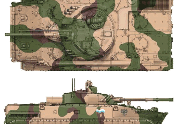 Tank BMP-3E IFV - drawings, dimensions, figures