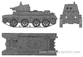 Tank BT-2 D-38 - drawings, dimensions, figures