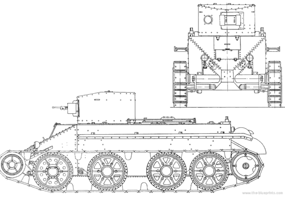 Танк BT-2 MG - чертежи, габариты, рисунки