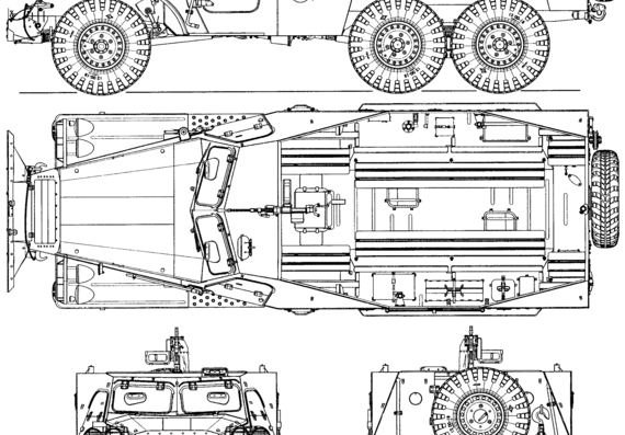 Танк BTR-152B1 - чертежи, габариты, рисунки