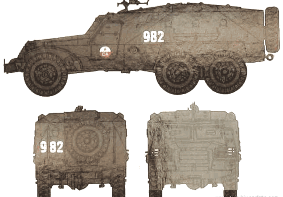Танк BTR-152 K - чертежи, габариты, рисунки