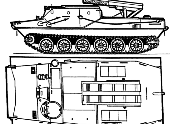 Танк BTR-50PK + MTU Mine Clearing - чертежи, габариты, рисунки