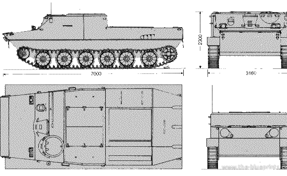 Tank BTR-50 PK - drawings, dimensions, figures