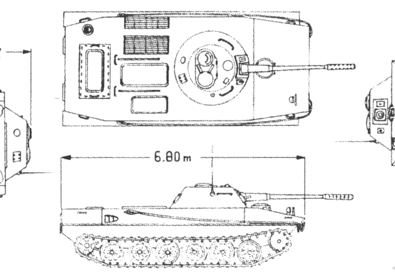 Tank BTR-50p - drawings, dimensions, figures