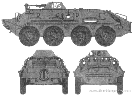 Танк BTR-60PB - чертежи, габариты, рисунки