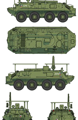 Танк BTR-60PU - чертежи, габариты, рисунки
