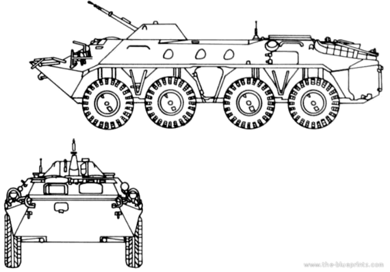 Танк BTR-70 APC - чертежи, габариты, рисунки