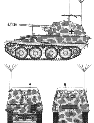Танк Befehlsjager 38 Ausf.M Marder III - чертежи, габариты, рисунки