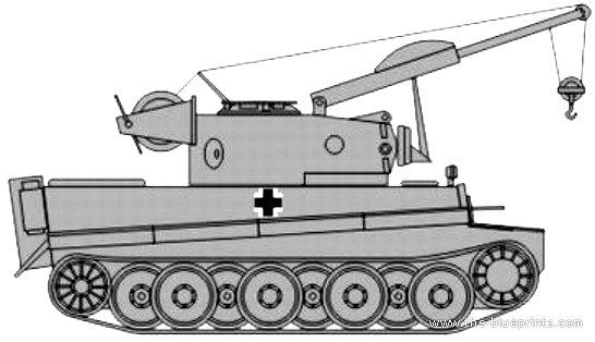 Танк Bergenpanzer Tiger I - чертежи, габариты, рисунки