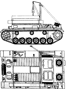 Танк Bergepanzer III Ausf.J - чертежи, габариты, рисунки