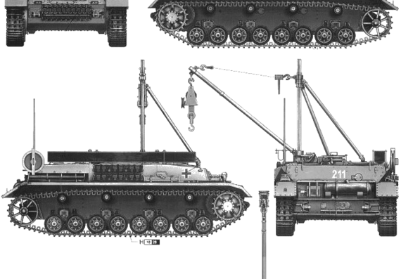 Танк Bergepanzer IV - чертежи, габариты, рисунки