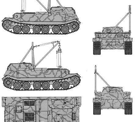 Tank Bergepanzer Tiger (P) - drawings, dimensions, figures