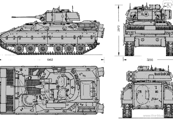 Танк Bradley M2 M3 - чертежи, габариты, рисунки