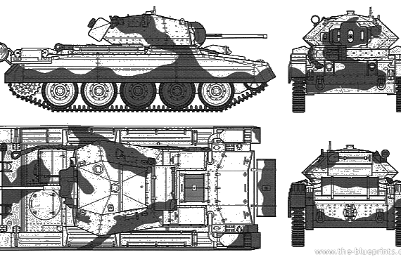Танк Britain Cruiser Tank Crusader Mk.I - чертежи, габариты, рисунки