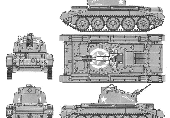 Танк Britain Crusader Antiaircraft Tank - чертежи, габариты, рисунки