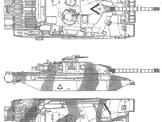 British MBT Challenger 1 tank (Mk.3) - drawings, dimensions, figures