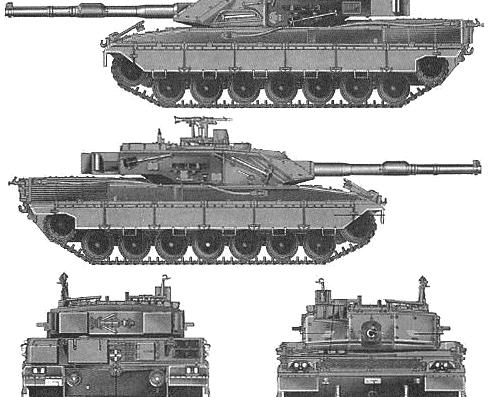 Танк C1 Ariete MBT - чертежи, габариты, рисунки