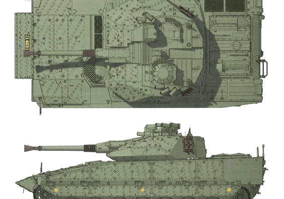 Танк CV-90-40C - чертежи, габариты, рисунки