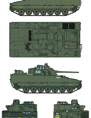 Танк CV90-30 Mk.I IFV - чертежи, габариты, рисунки