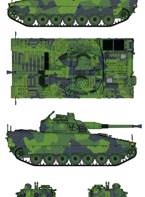 Танк CV90-40 IFV - чертежи, габариты, рисунки
