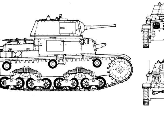 Танк Carro Armato Fiat Ansaldo M13-40 - чертежи, габариты, рисунки