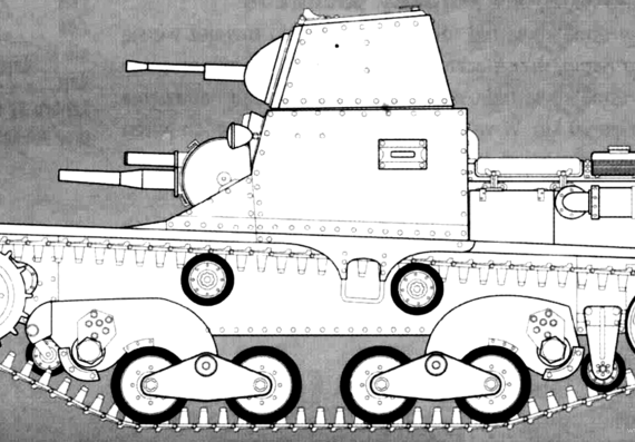 Танк Carro Cannone Model (1936) - чертежи, габариты, рисунки