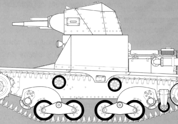Танк Carro d'Assalto Model (1936) - чертежи, габариты, рисунки