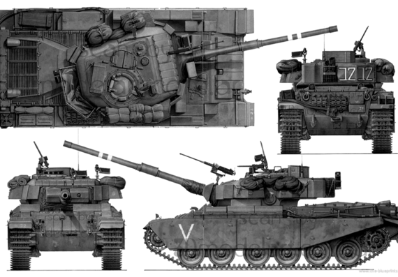 Танк Centurion M41 - чертежи, габариты, рисунки