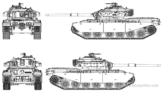 Танк Centurion Mk.6 105mm - чертежи, габариты, рисунки