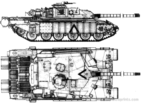 Танк Challenger 1 (CR1) - чертежи, габариты, рисунки