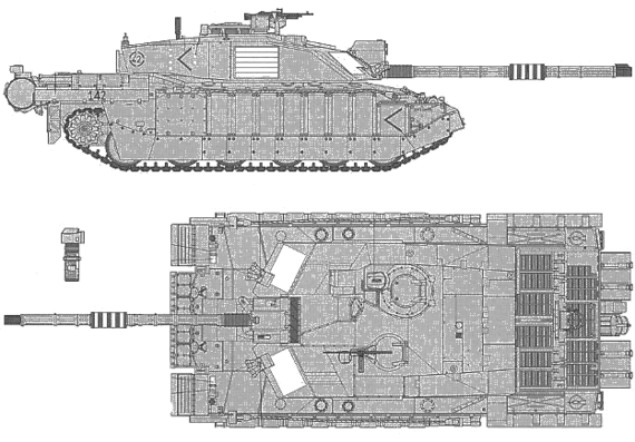 Танк Challenger 2 Desertised - чертежи, габариты, рисунки