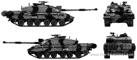 Challenger 2 KFOR tank - drawings, dimensions, figures