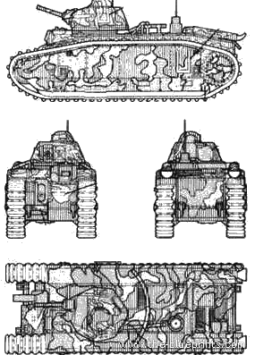 Tank Char B.1 bis - drawings, dimensions, figures