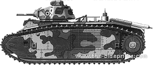Tank Char B1 bis - drawings, dimensions, figures