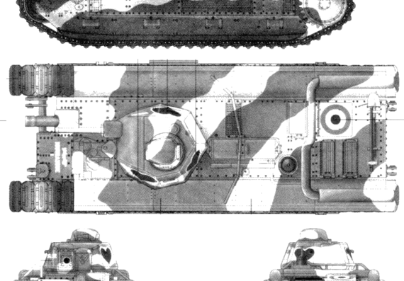 Tank Char B1bis - drawings, dimensions, figures