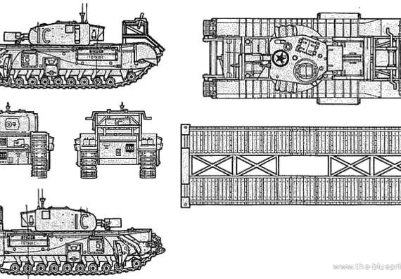 Churchill AVRE tank - drawings, dimensions, figures