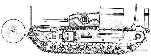 Churchill AVRE + 2 Carpet Rolls tank - drawings, dimensions, figures