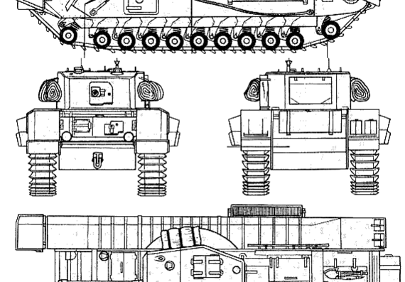 Танк Churchill Mk.IV - чертежи, габариты, рисунки