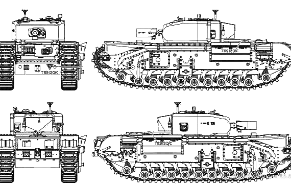 Танк Churchill Mk.IV AVRE - чертежи, габариты, рисунки