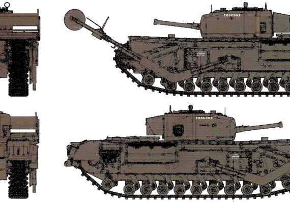 Tank Churchill Mk.IV TLC Type-A - drawings, dimensions, figures