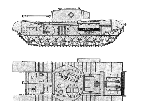 Танк Churchill Mk.VII - чертежи, габариты, рисунки