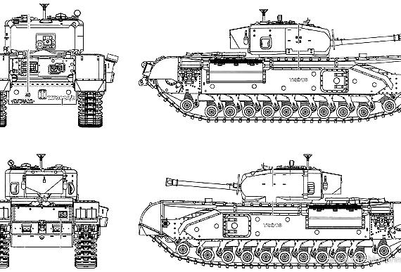 Танк Churchill Mk.VI 75mm - чертежи, габариты, рисунки