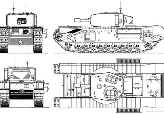 Танк Churchill Mk.V 95mm A22 - чертежи, габариты, рисунки