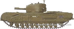Танк Churchill Mk.V 95mm Howitzer - чертежи, габариты, рисунки