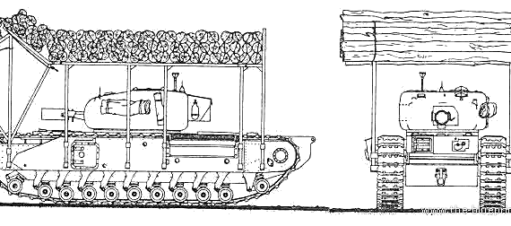 Tank Churcill AVRE with Log Carpet - drawings, dimensions, pictures
