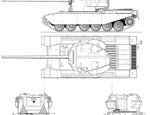 Танк Conway FV 4004 120mm - чертежи, габариты, рисунки