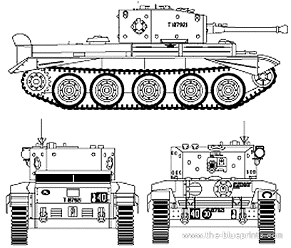 Cromwell A27 tank - drawings, dimensions, figures