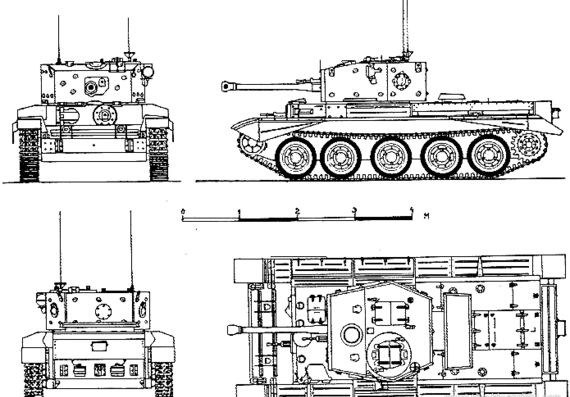 Танк Cromwell IV - чертежи, габариты, рисунки